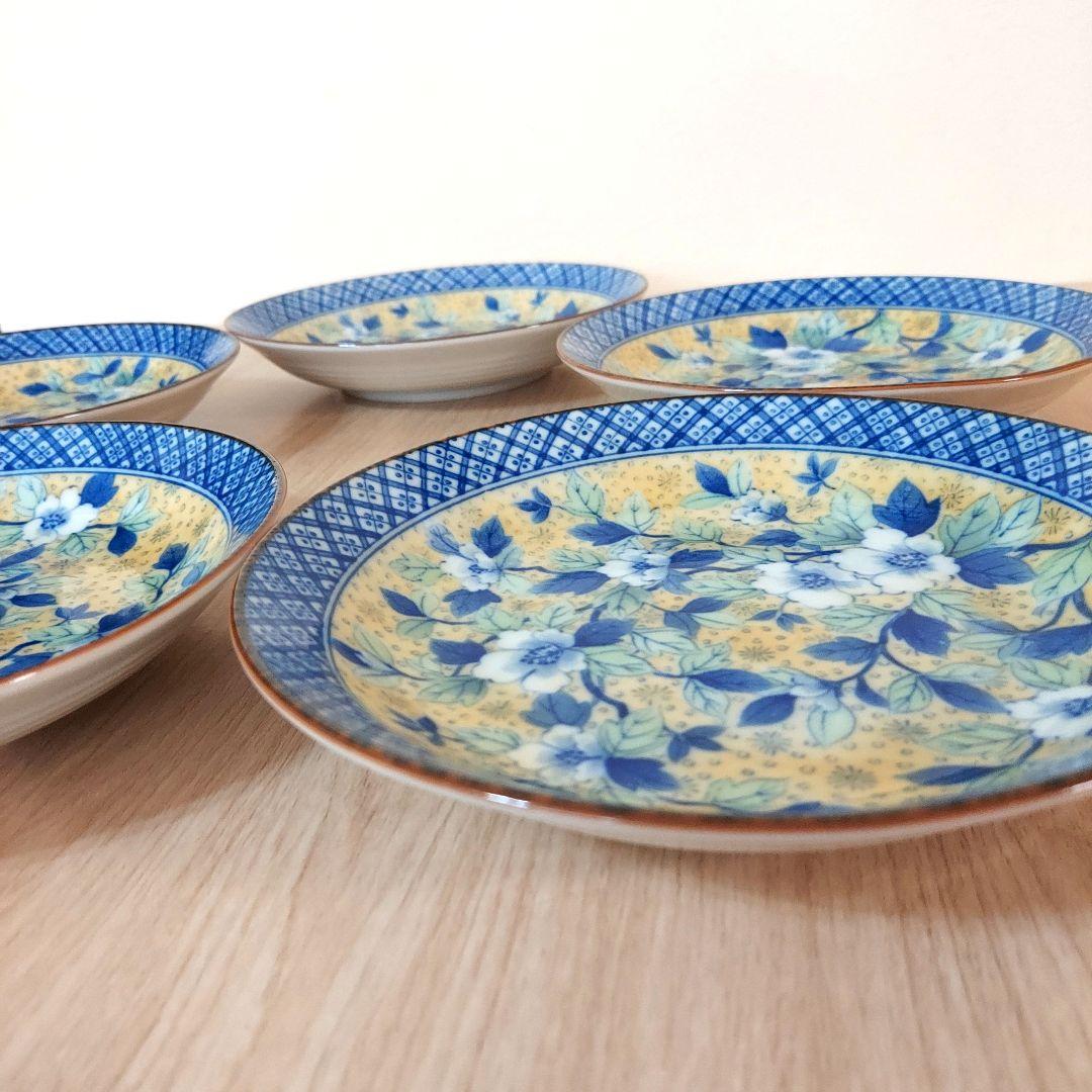 5枚セット】瀬戸陶芸社 昭峰 和食器 中皿 木花柄 陶器 食器 銘々皿