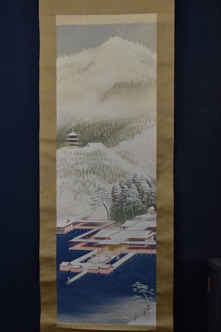 真作】光邦/岡部光成/雪景塔山水図/掛軸/名家伝来/AA-243 - メルカリ