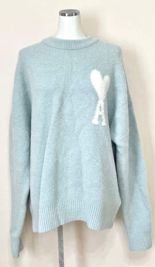 AMI PARIS アミパリス セーター ニット 水色 ハート アイスブルー L