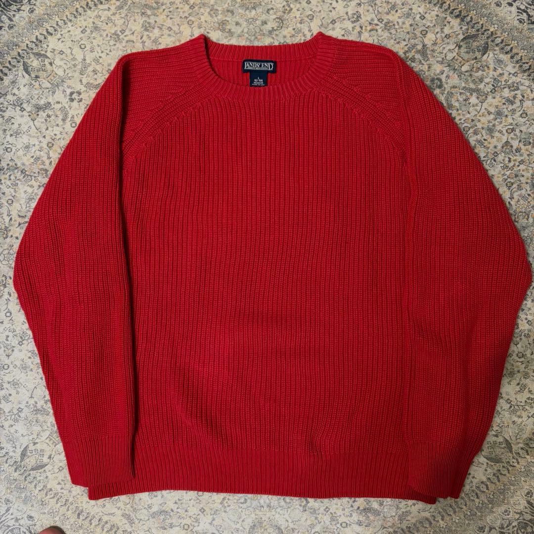 90s USA製 LANDS'END コットンニット ドリフターセーター 赤 - メルカリ