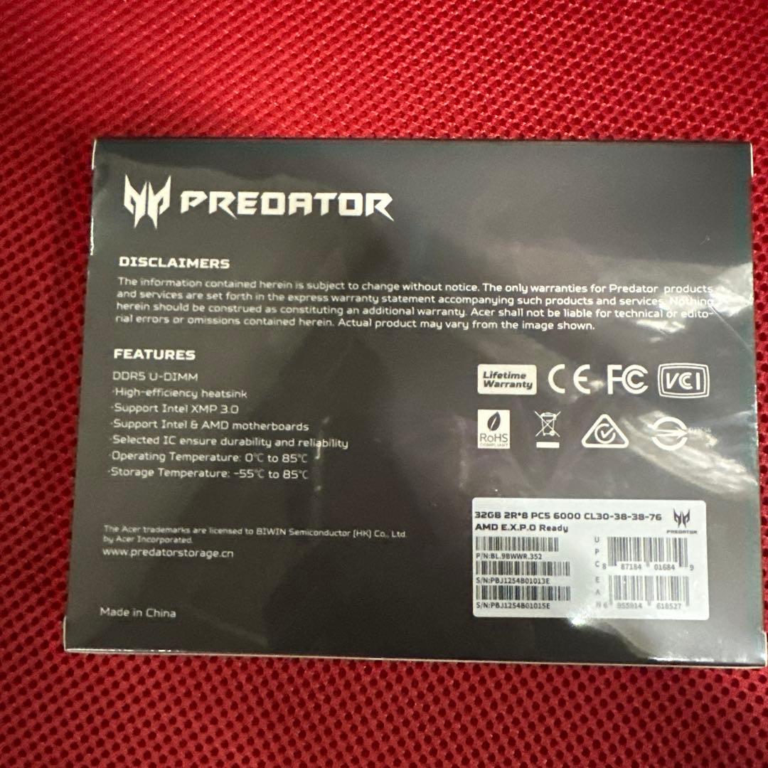 未開封 Predator Pallas II DDR5 6000MHz 64GB - メルカリ