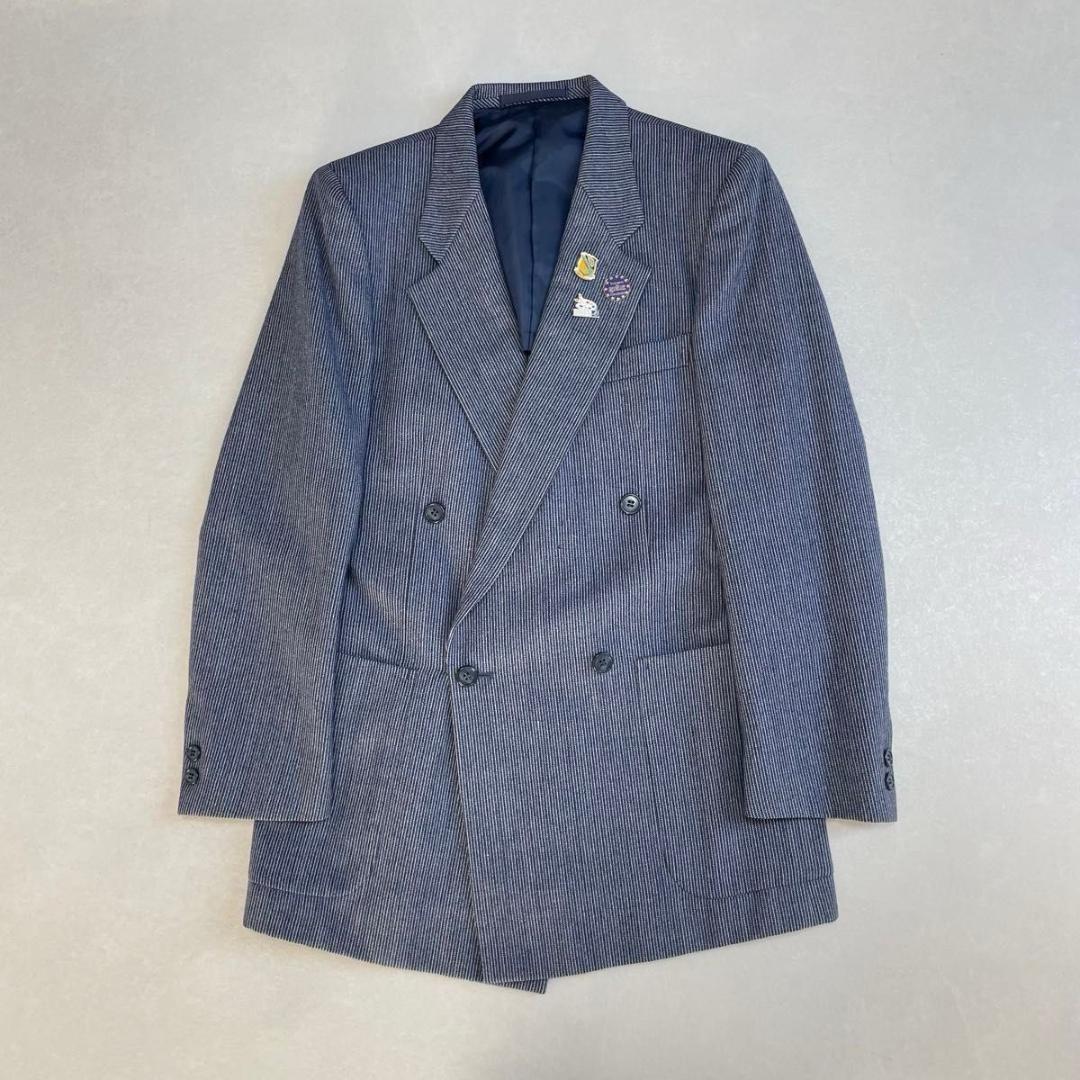 90s セットアップ ダブルスーツ ネイビーストライプ 成人式 ヒッコリー