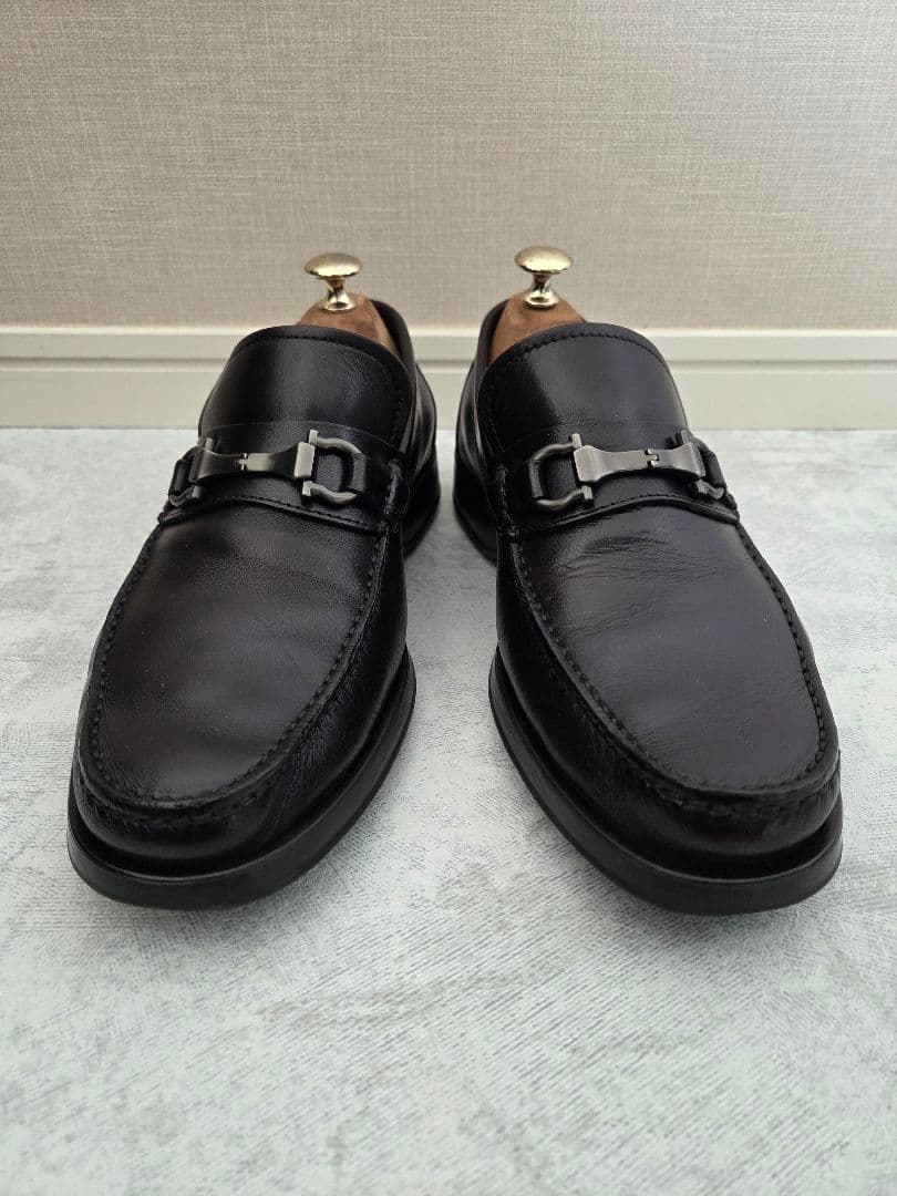 【美品】FERRAGAMO ガンチーニ ローファー 24.5cm ダークブラウン