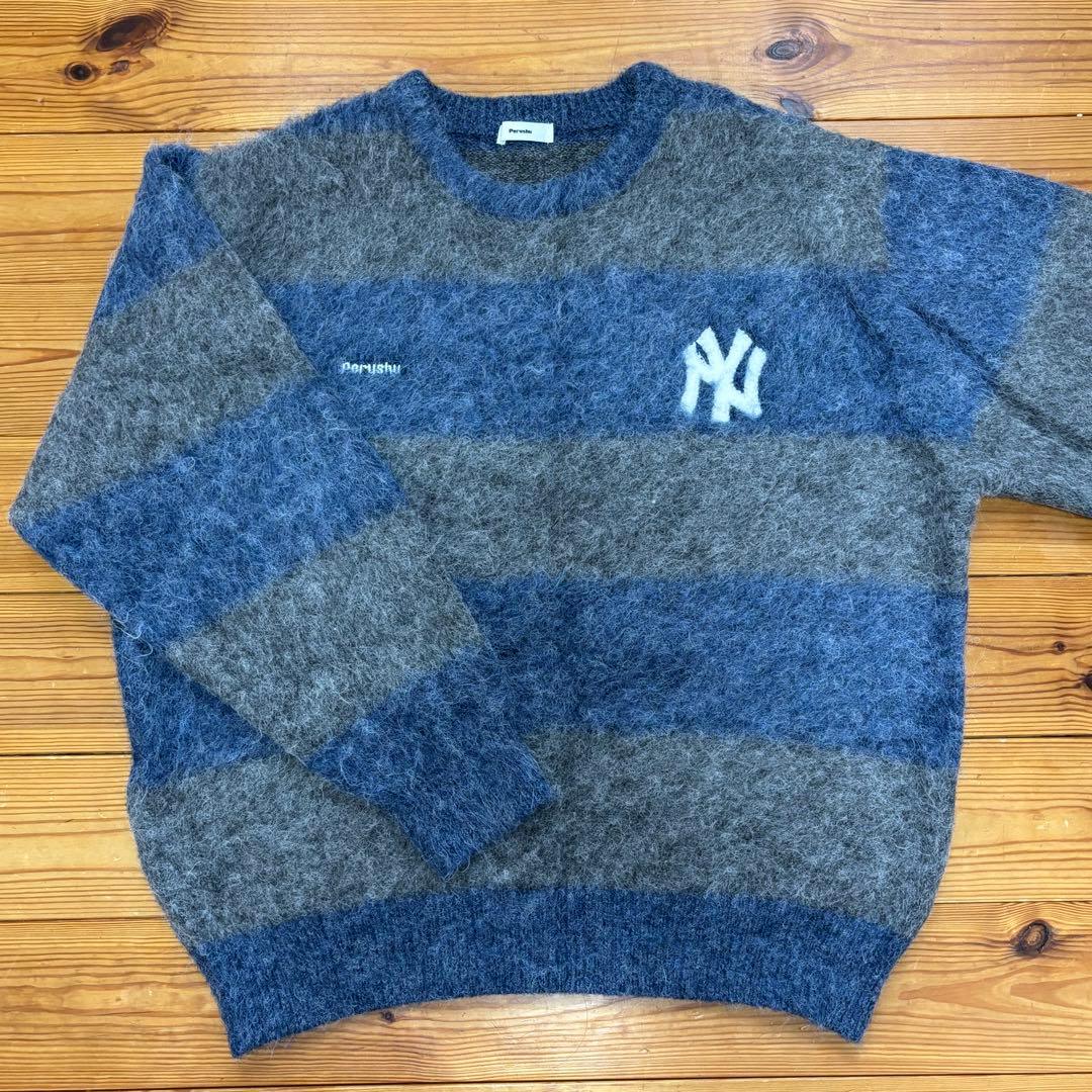 Perushu ×MLB モヘアタッチボーダーニット ニューヨークヤンキース
