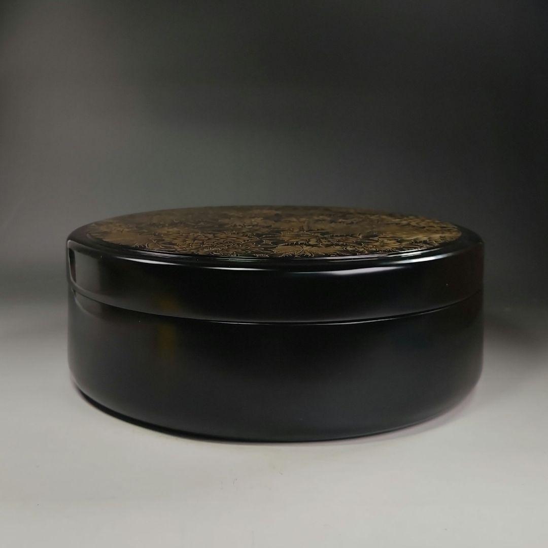 イ873 茶櫃『清光作』『輪島塗沈金菊模様 共箱』茶道具 煎茶道具