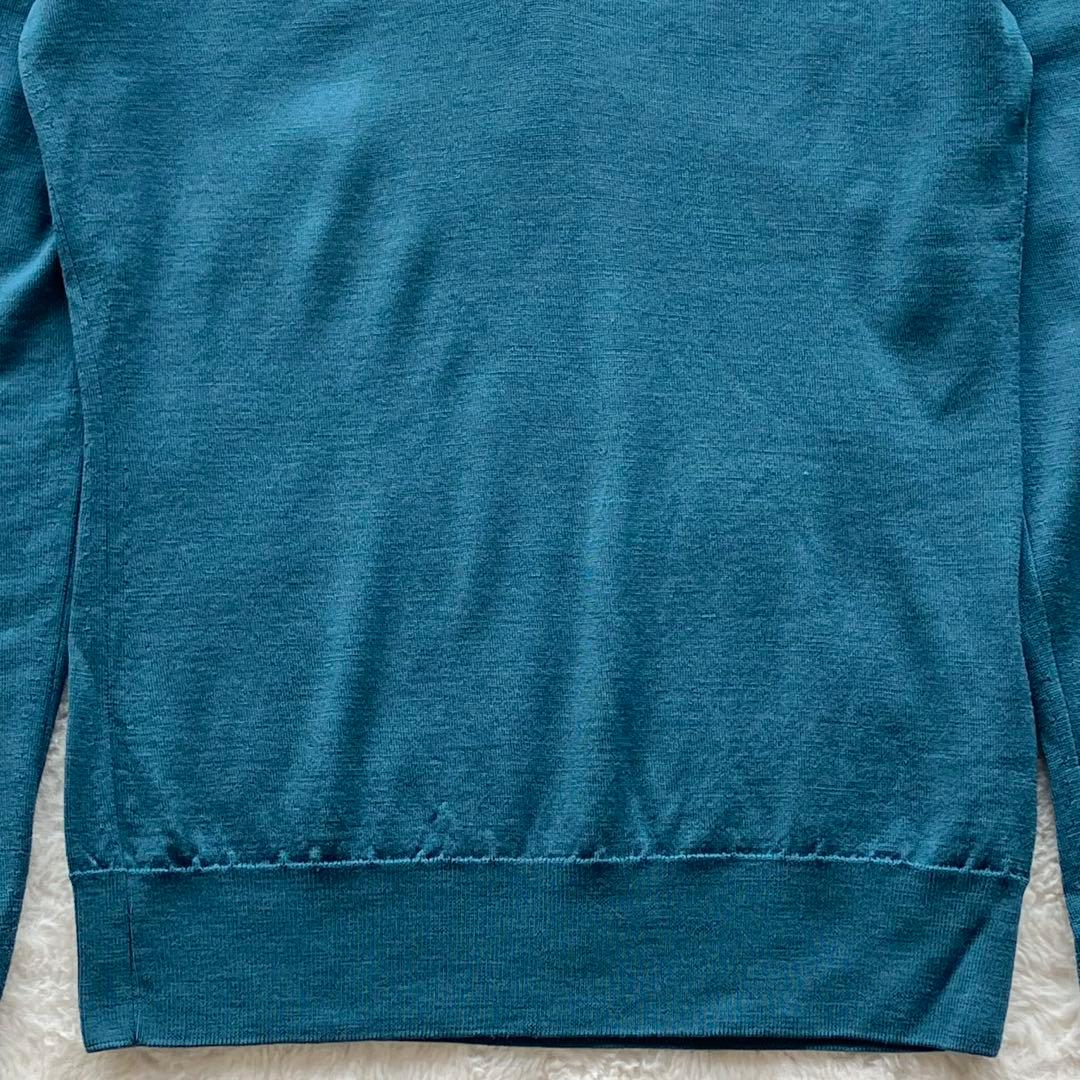 美品】ジョンスメドレー メリノウール Vネックニット ターコイズ
