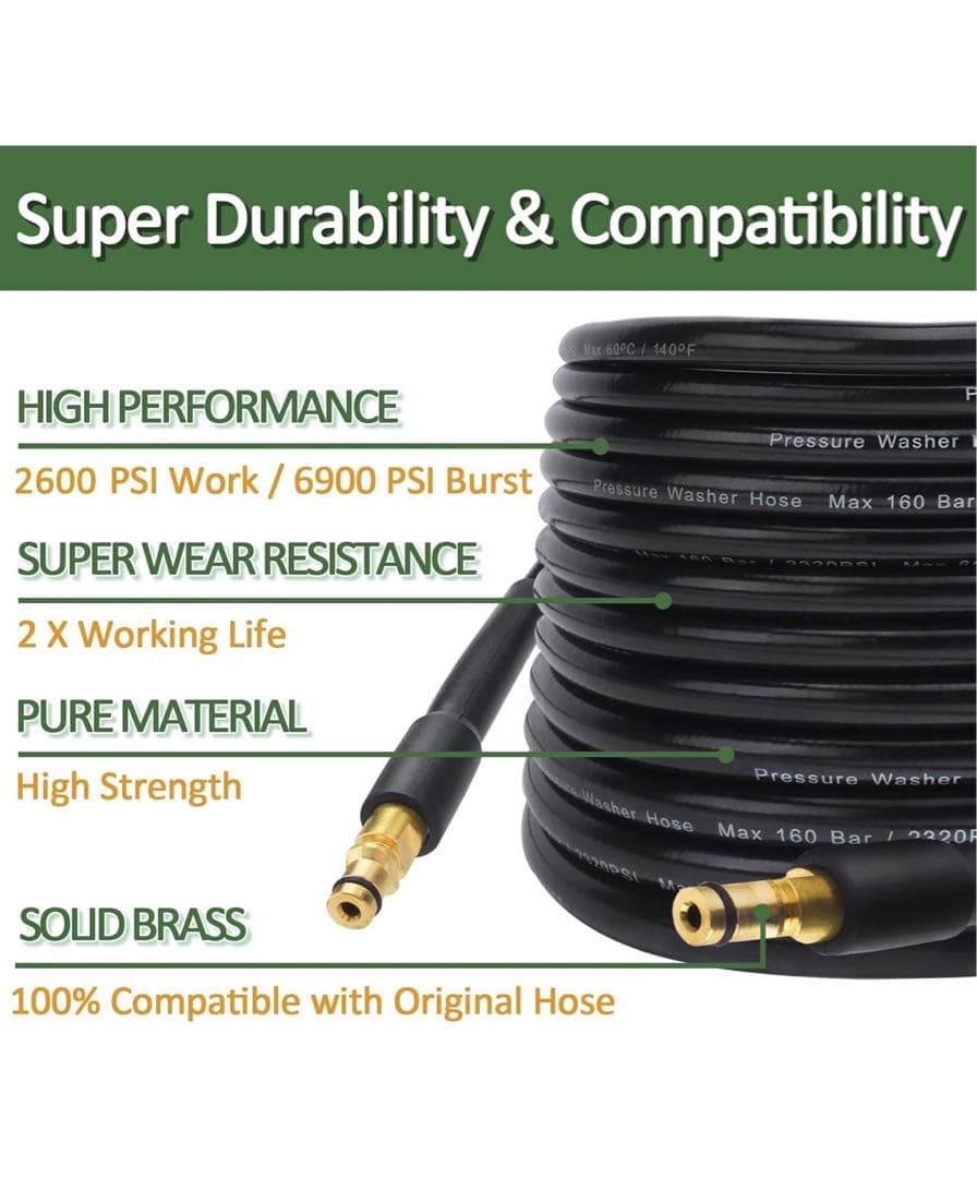 Karcher高圧クリーナー用10メートル高圧ホースパイプ 水洗浄延長ホース