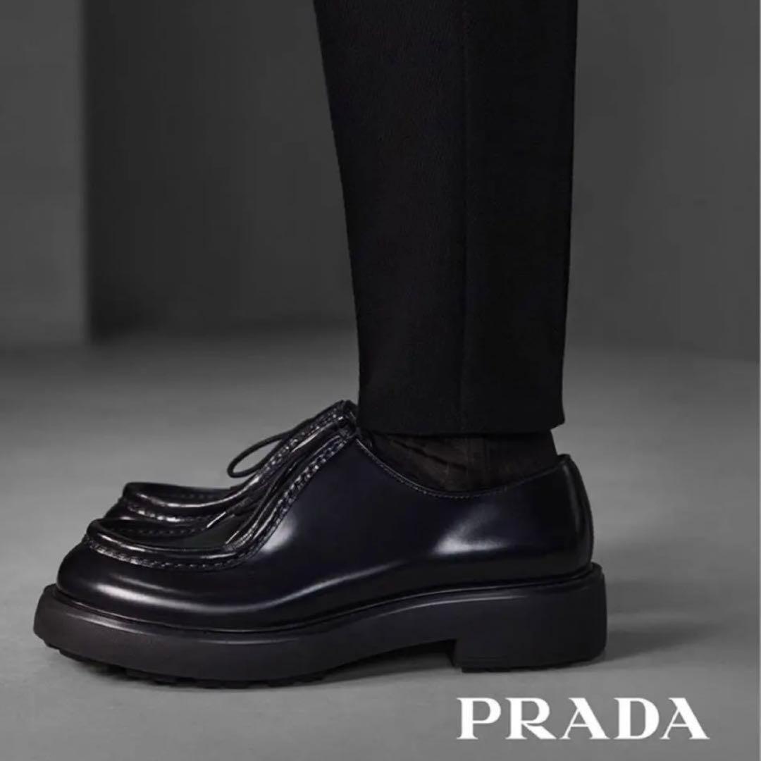 新品】PRADA ダイアパソン オペークブラッシュドレザーシューズ【正規