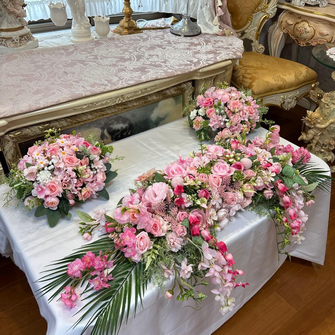 高砂メインテーブル装花 フラワーアレンジメント ご予約済となりました