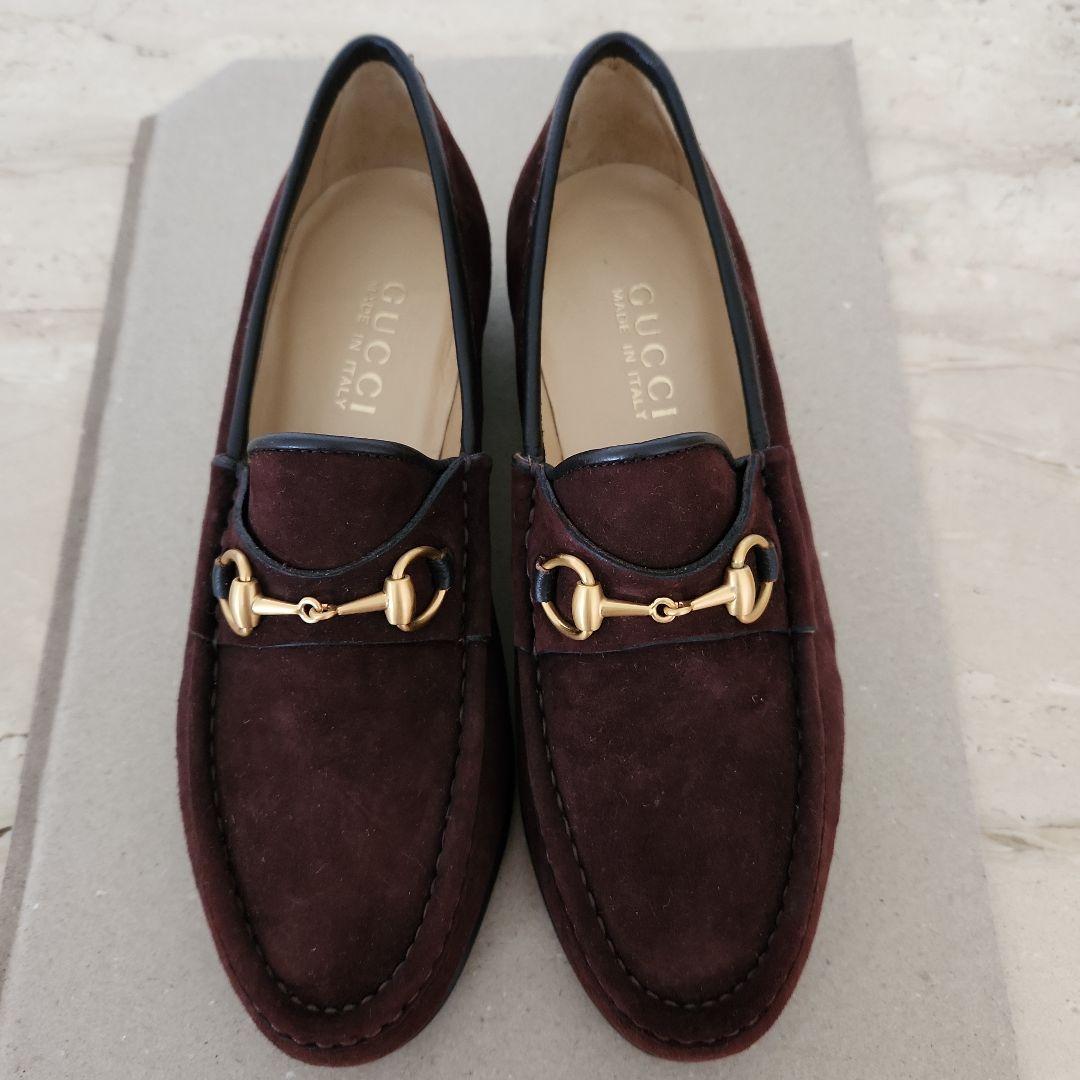 GUCCI グッチ スエード ホースビット ローファー シューズ ブラウン