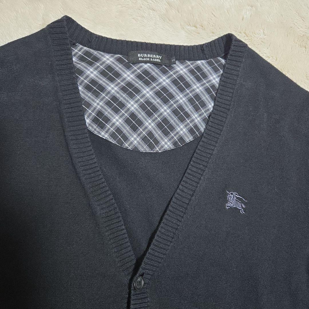 バーバリー ブラックレーベル ノバチェック カーディガン 黒 M - メルカリ