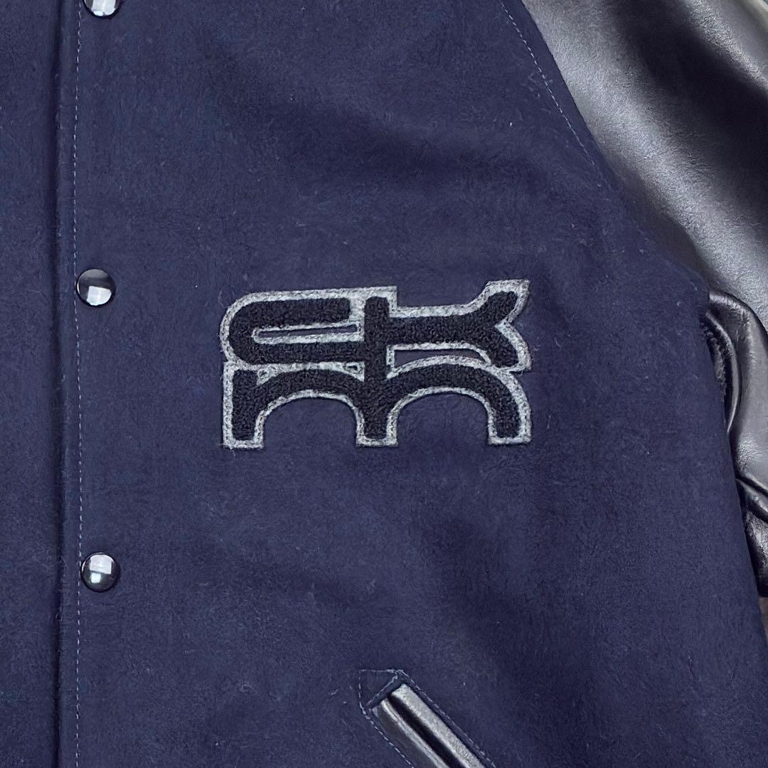 美品 スクーカム ビームス別注 袖レザー ウールメルトン スタジャン L