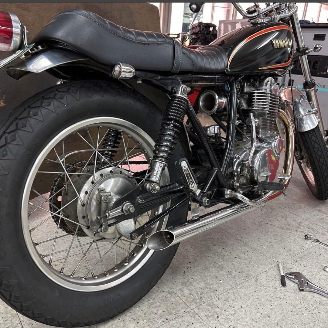 ワンオフ SR400 ショート菅 ドラッグパイプスラッシュカットマフラー