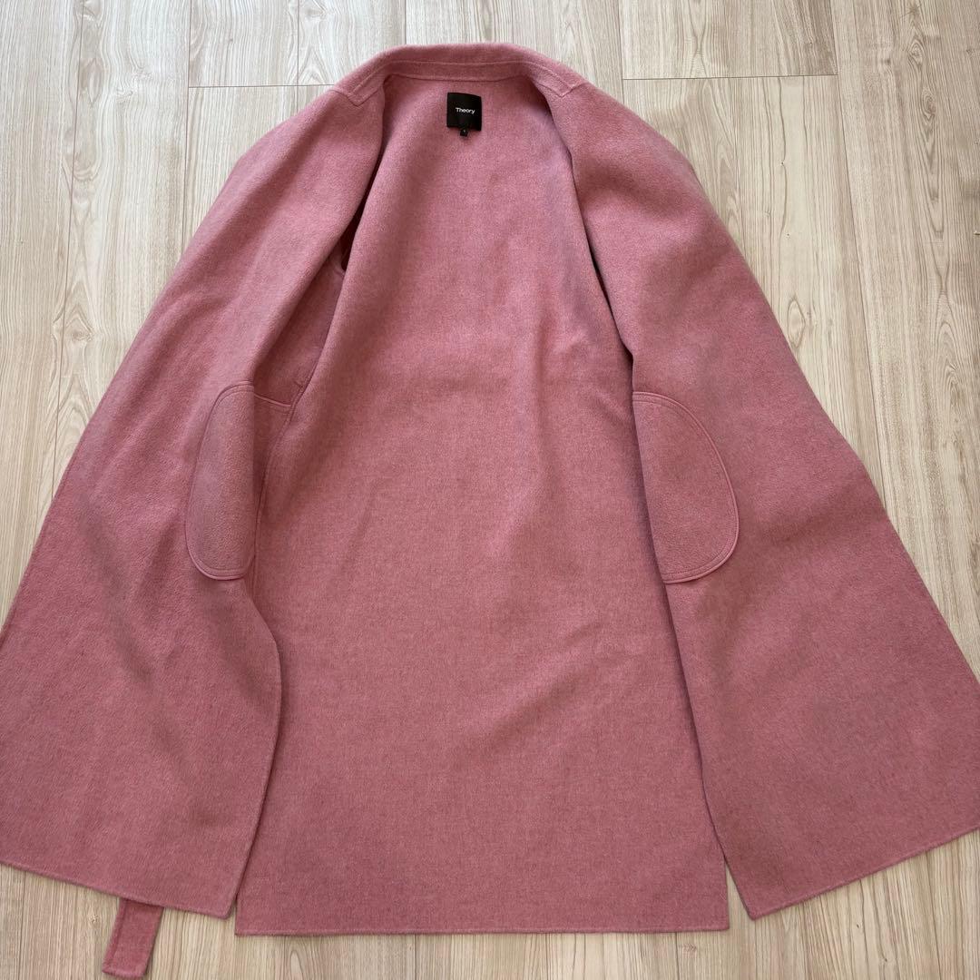 美品】Theory ベルテッドコート カシミヤ ピンク 1 ダブルフェイス