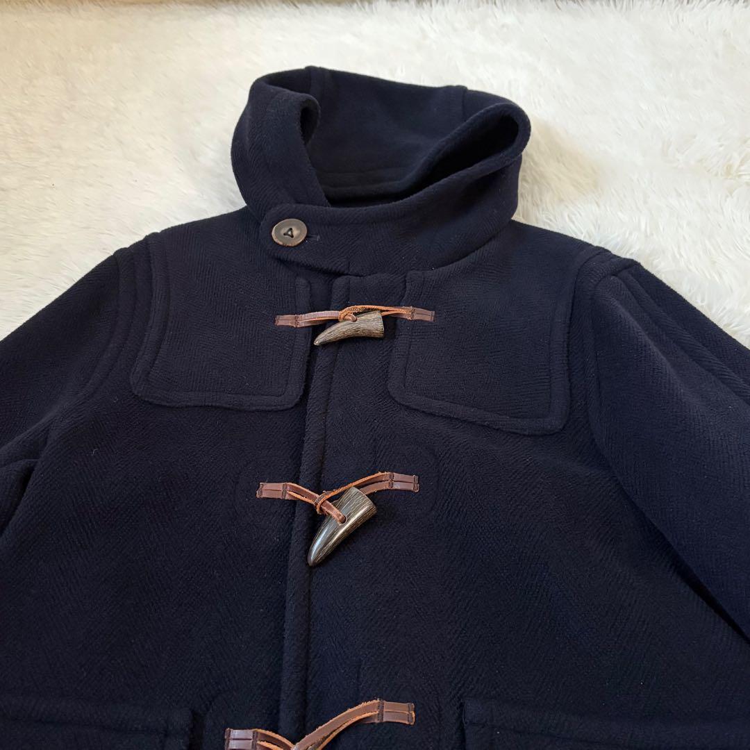 MoorBrook製生地】ダッフルコート ヘリンボーン ネイビー 英国製 M