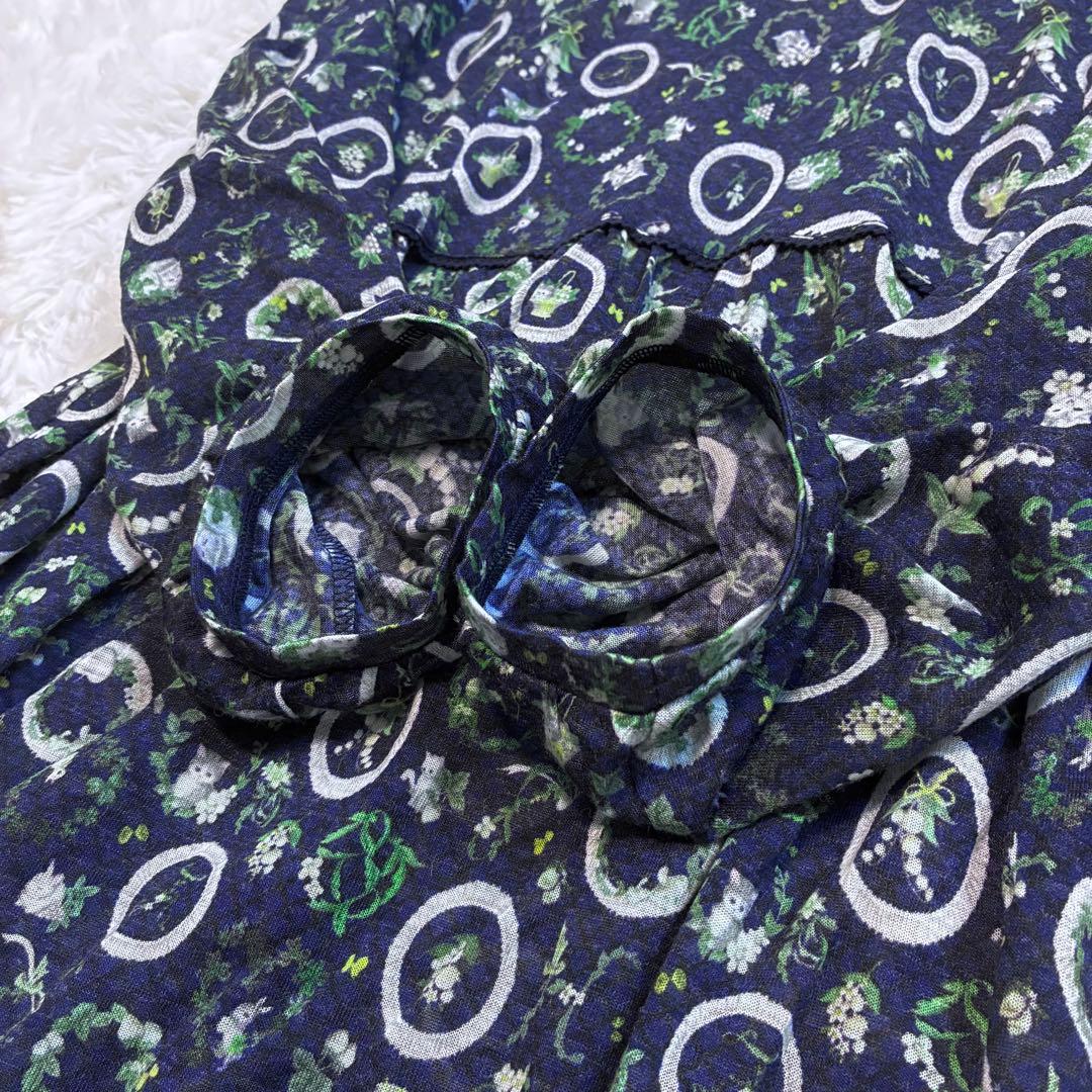 希少 4L 大きいサイズ FL5✨フランシュリッペ 花柄猫柄ワンピース