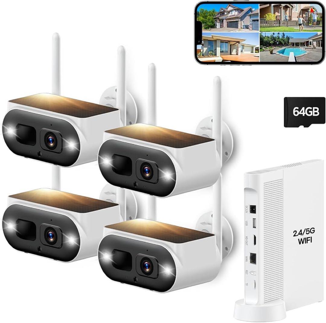 【完全無線・一体型ソーラーパネル】防犯カメラ 400万画素 監視カメラ ソーラー 4cdbfe90426b809959c6365553fd46