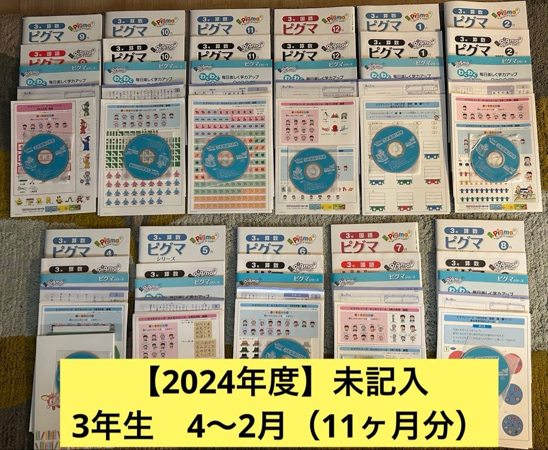 2024年度版 未記入】ピグマキッズ 3年生 4〜2月 ＋ きらめき算数脳2冊