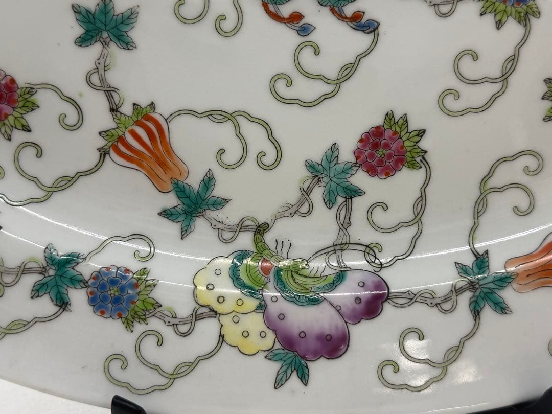 中国 1970年代 景徳鎮製 粉彩花蝶紋楕円形大皿 送料込み260104 - メルカリ