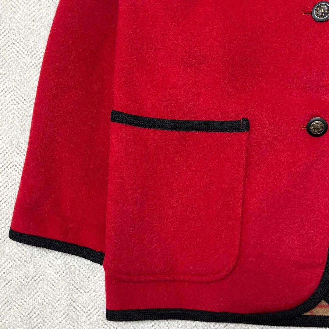 専用 BURBERRY バーバリー カシミヤ ウール ノバチェック コート 赤
