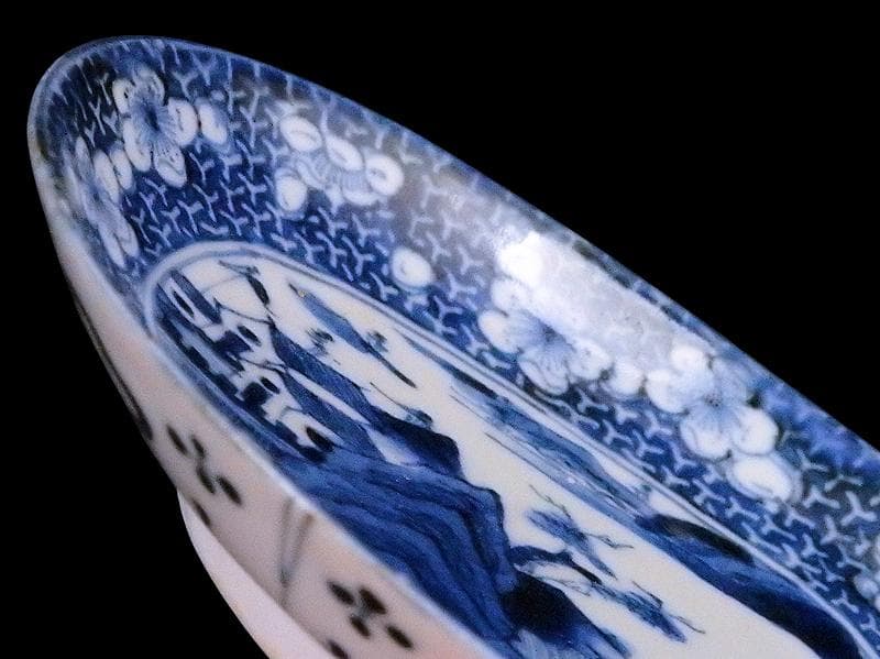 古伊万里 染付 墨弾き 梅に山村の図 手塩皿 A961AS-CWi - メルカリ