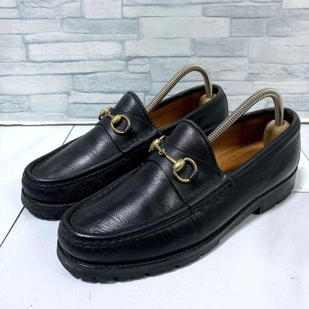 GUCCI グッチ ホースビットローファー 本革 コマンドソール 黒 金色 37 GUCCI - GUCCI ホースビットローファー 本革 コマンドソール 黒 金色