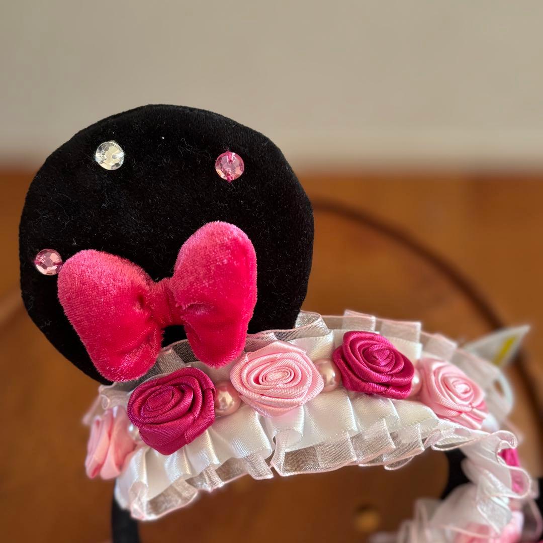 新品 タグ付き！ミニーちゃん カチューシャ 薔薇 ピンクリボン