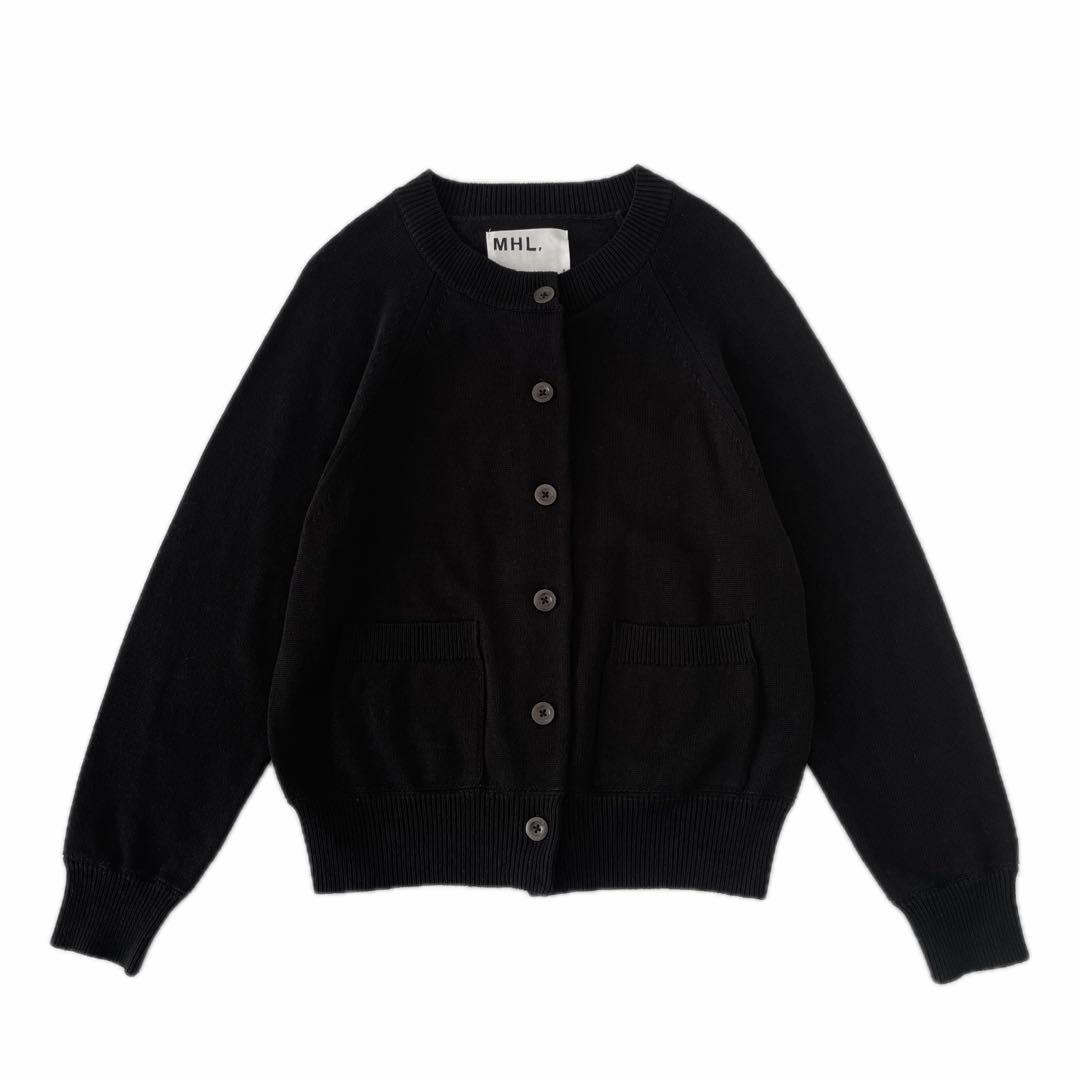 美品 MHL. マーガレットハウエル ギマコットン クルーネックカーディガン WASHABLE WOOL KNITWEAR | MARGARET HOWELL（マーガレット・ハウエル
