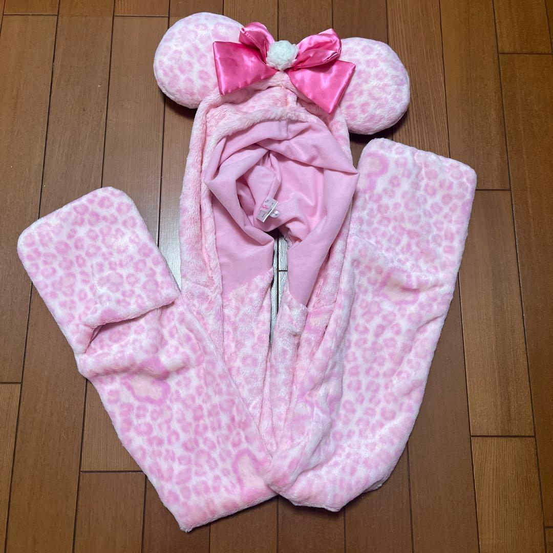 値下げ中‼️‼️】ディズニー ピンクヒョウ柄 マフラーファンキャップ