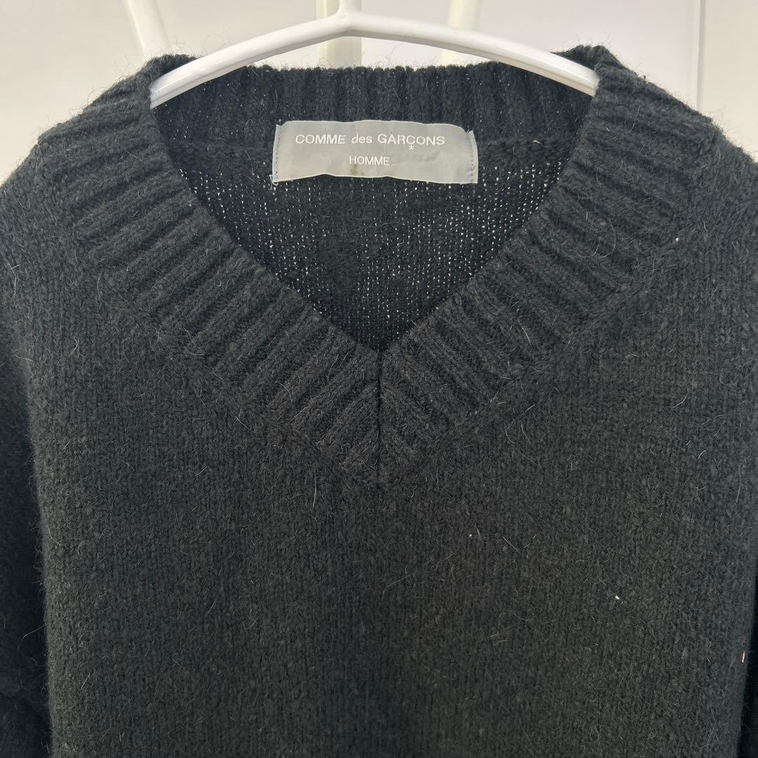 コムデギャルソン オム Vネックニット 黒 M 92%ウール