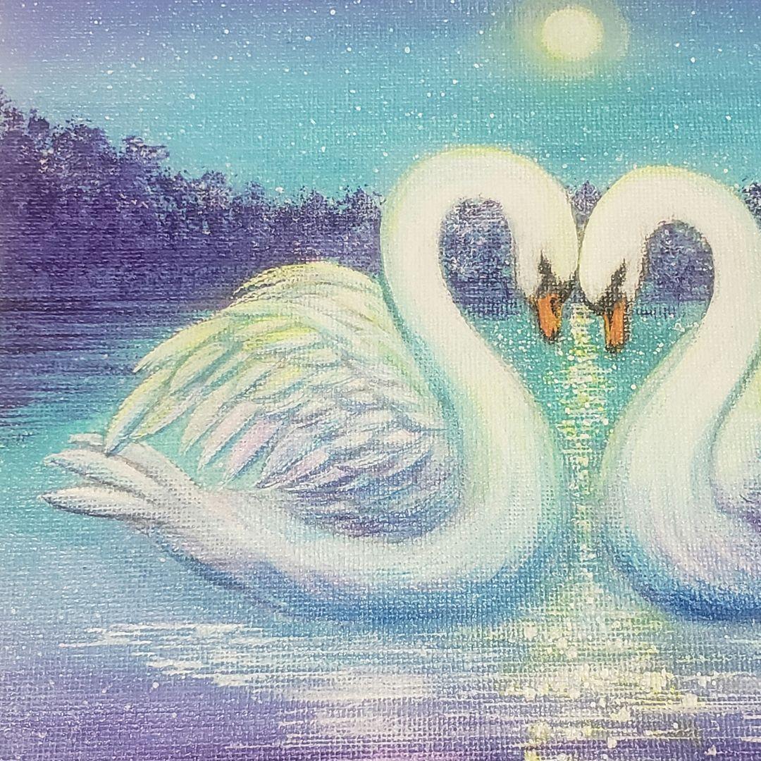 参考作品】No.448 白鳥 湖 満月 スワン 風景画 絵画 開運絵画 - メルカリ