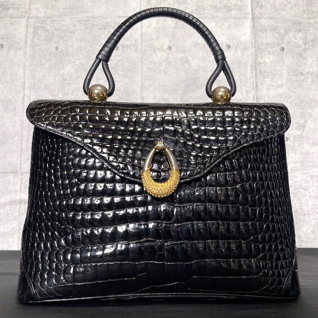 専用品HAMANO BLACK ロイヤルモデル クロコダイル ハンドバッグ 濱野皮革工藝/HAMANO - 【美品】HAMANO ロイヤルモデル クロコダイル