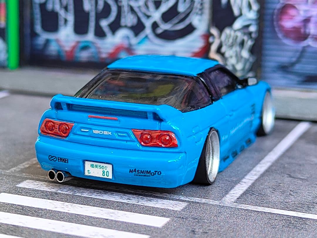 ホットウィールカスタム 日産 シルビア 180sx 青☆自作☆深リム