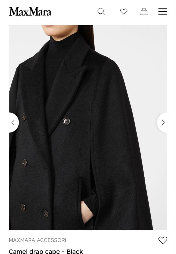 新品値札付 フランス購入 定価約40 マックスマーラ キャメル100%ケープ