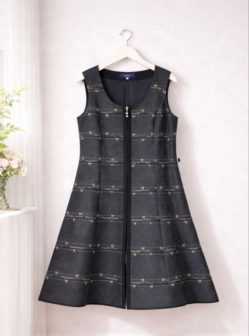 エムズグレイシー❤︎リボン柄デニムジャンバースカート 42 - メルカリ