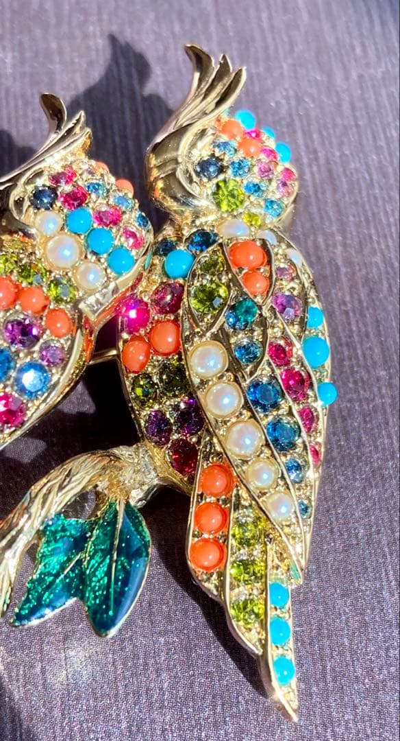 D'ORLANドーラン 鳥ブローチ カラーストーン ヴィンテージ
