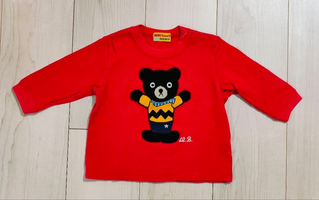 MIKIHOUSEミキハウス 赤 クマ刺繍 長袖カットソーロングTシャツ70cm