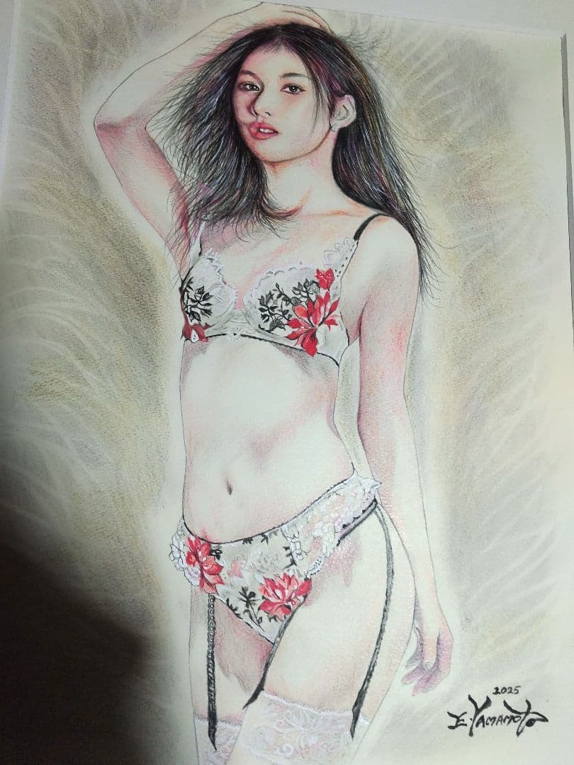 裸婦、美人画、絵画6号、しなりS山本英二、真作、肉筆、高塚省吾