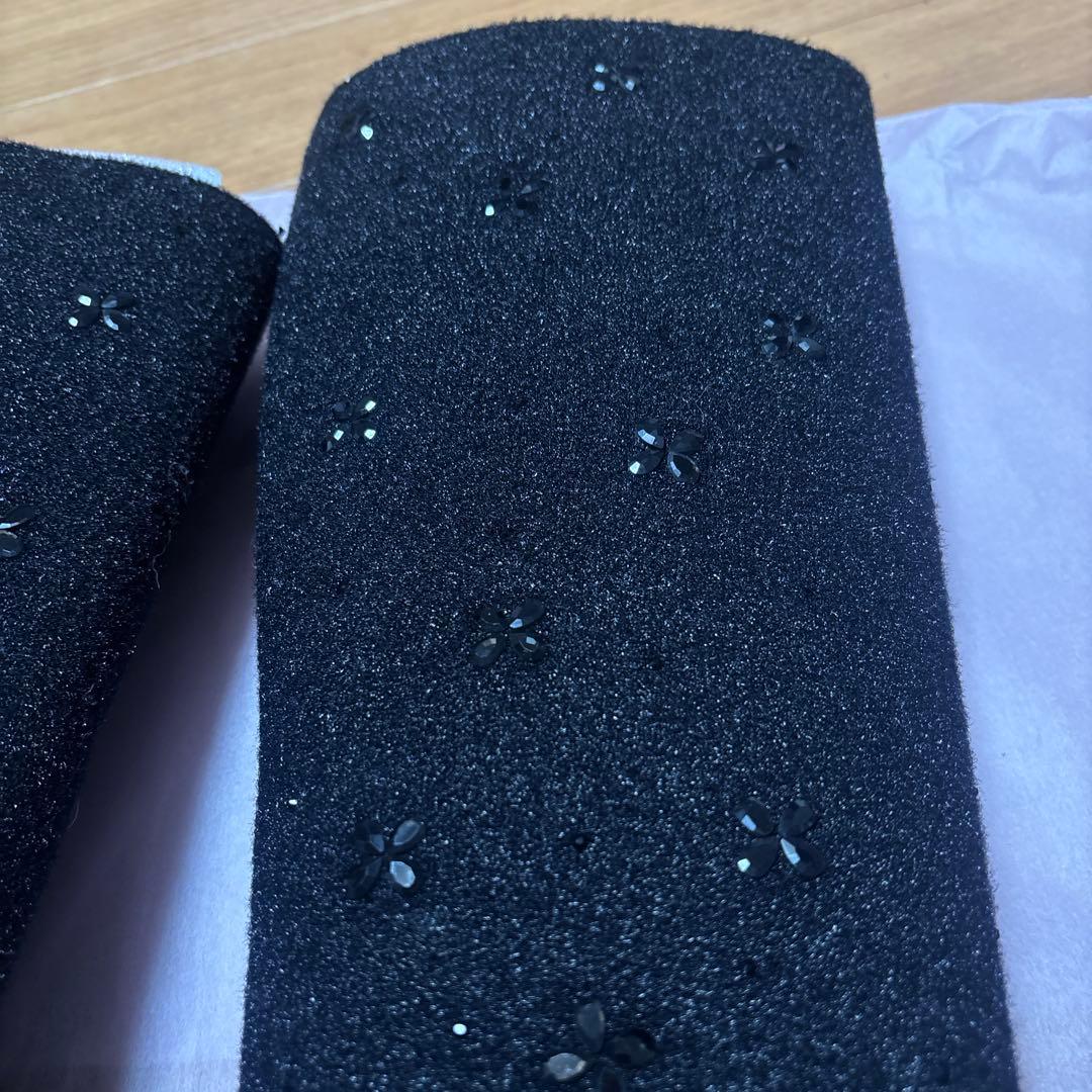 アンテプリマのお花のキラキラビジュー付き黒ロングブーツ23.5美品