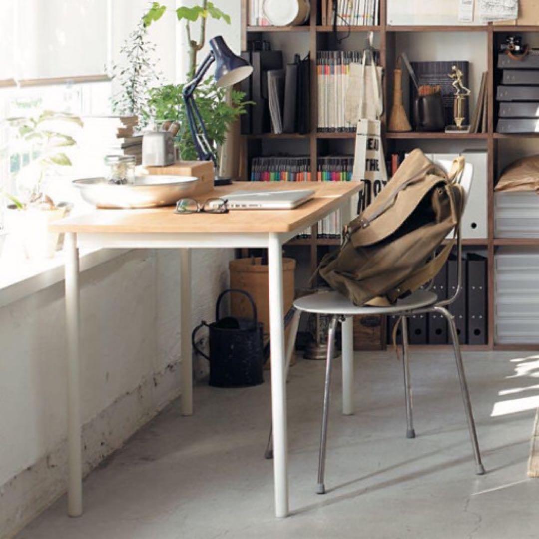 このみ　無印良品MUJI システムデスク タモ材天板 スチール脚 タモ材を使用した無印良品のパーソナルデスク。ホワイトのスチール脚と