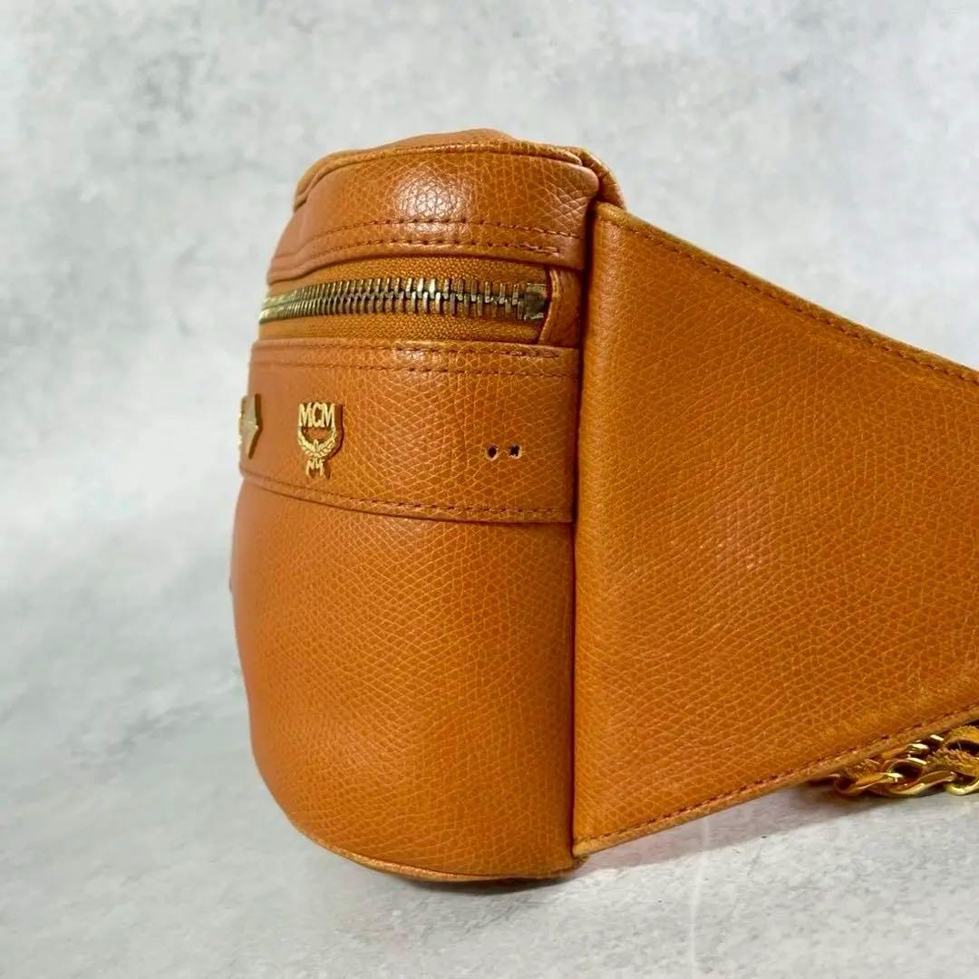 激レア袋付き✨MCM ウエストバッグ チェーン レザー ゴールド金具