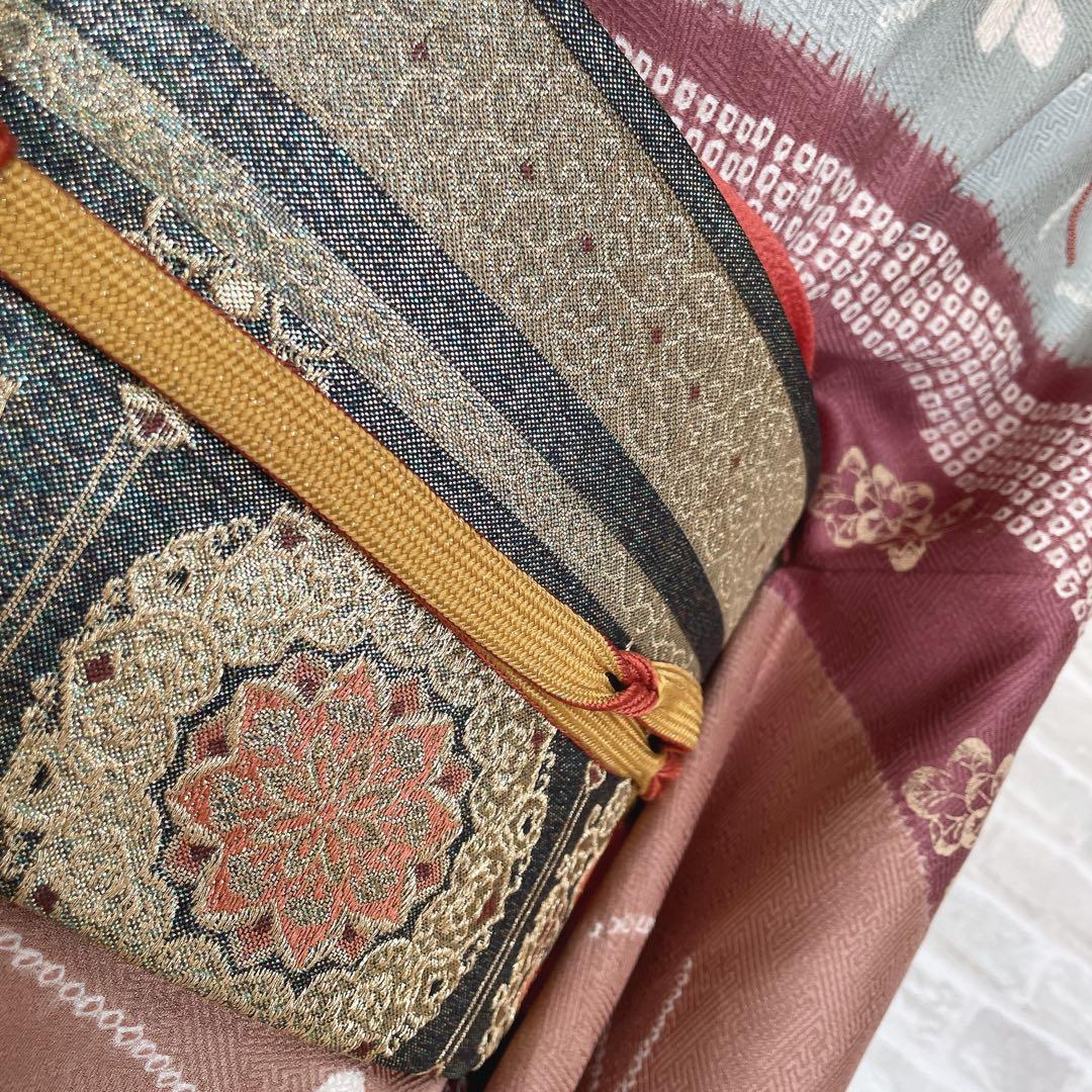 訪問着 フルセット 桜 相良刺繍 絞り 亀甲紋様 入学式 卒業式 着物 Q5