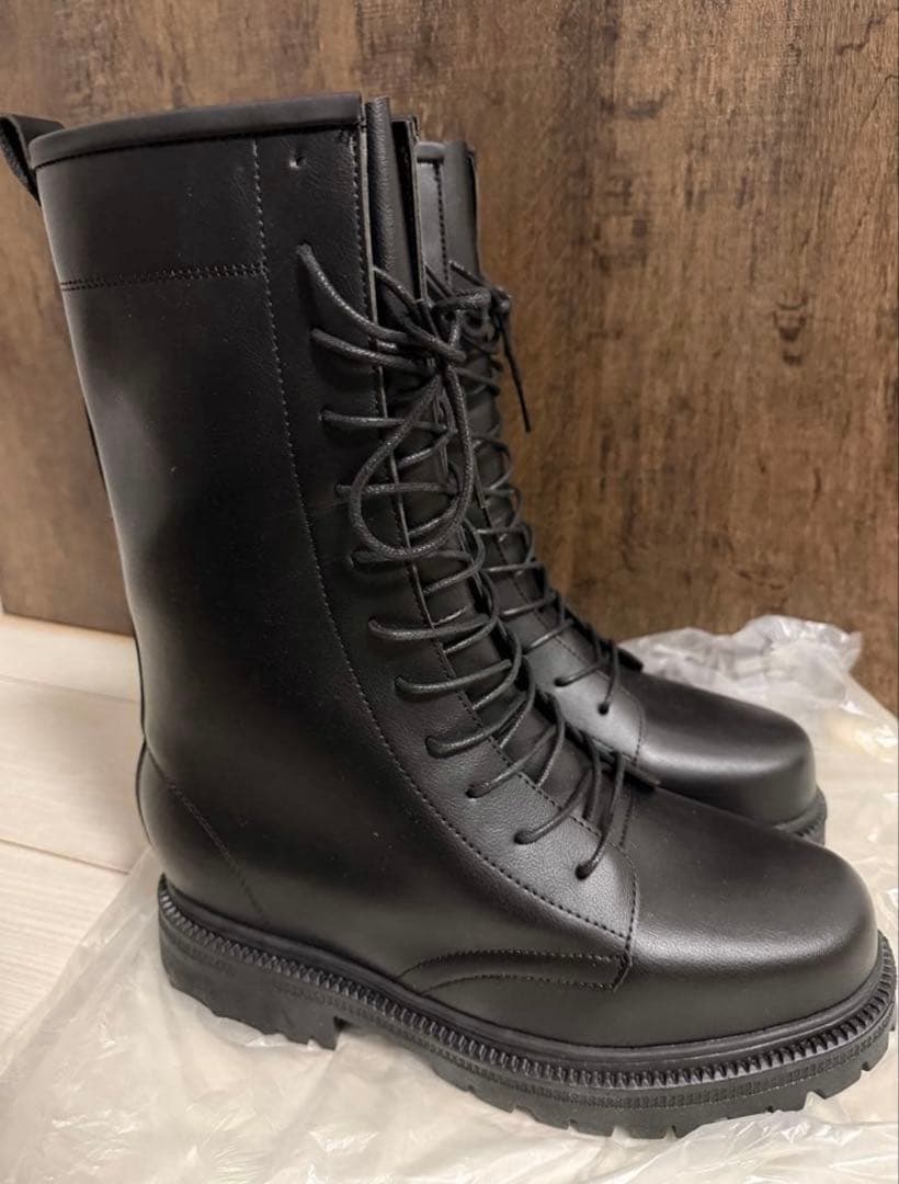 18cm インヒール シークレットブーツ レースアップ ロング ブーツ