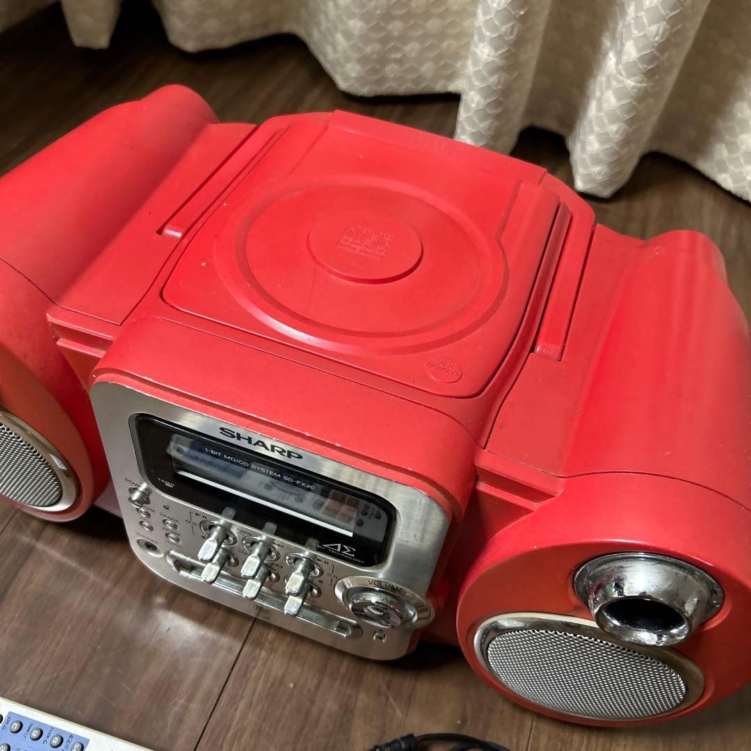 値下げ レトロかわいいSHARP CD/MDコンポ レッド - メルカリ