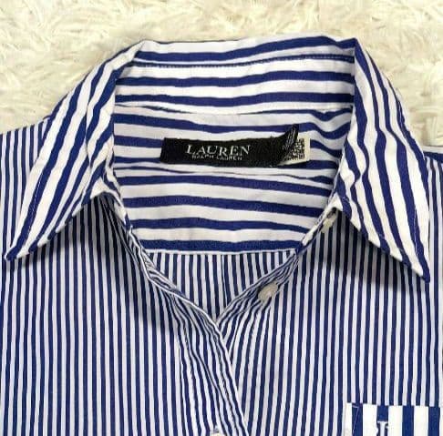 ローレンラルフローレン ストライプシャツワンピース ベルト ロゴ刺繍