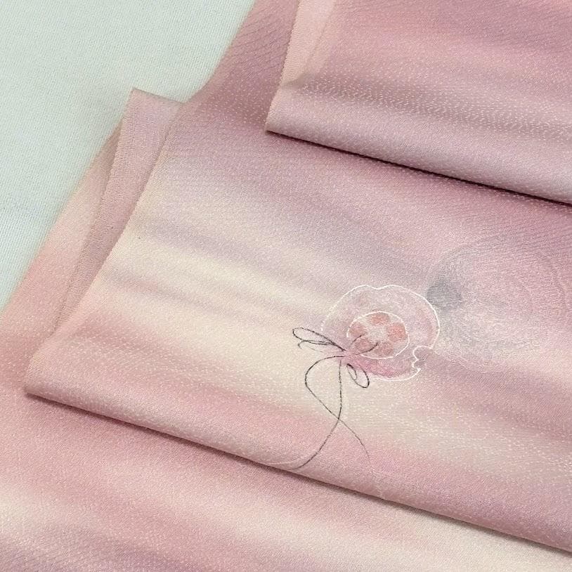 ゆりのはな 色無地着尺 反物 地紋入り ボカシ染め 丹後ちりめん 正絹