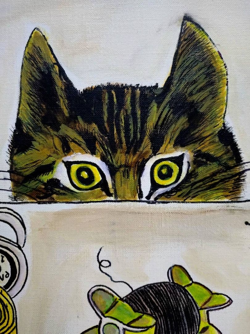 F6号】藤田嗣治【仕立て屋の猫】手描き/表裏サイン・鑑定書有/油彩