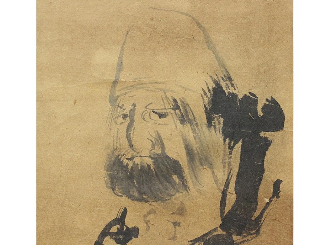 真筆】☆宮本武蔵 達磨 ☆肉筆紙本 江戸前期の剣術家 二天一流兵法開祖