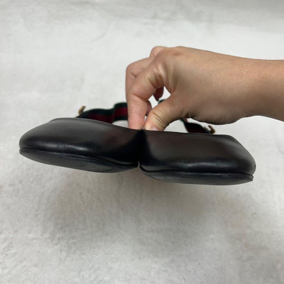 H357 24.0cm グッチ イタリア製 ミュール ブラック レディース