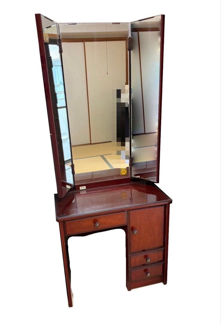 ★ヒーカ★【鏡台のみ】ダークブラウンの木製三面鏡 ドレッサー 鏡台 三面鏡 鏡裏収納 幅58.5cm プリマ – ハウジー